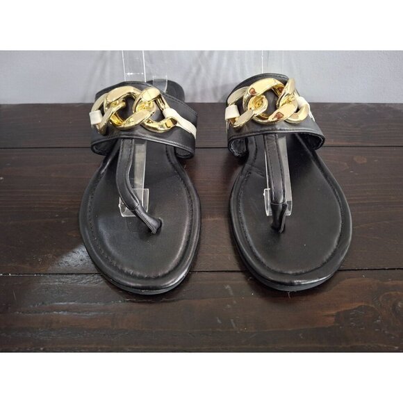 NWOB New York & Company Cassandra Black and White Thong Sandal/Sz. 9 - Picture 5 of 9